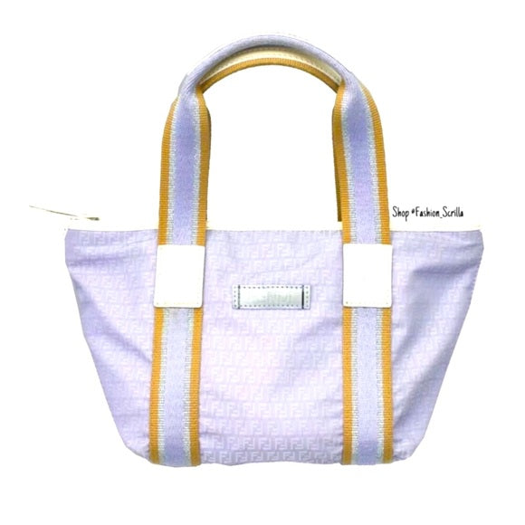 Vintage Fendi Zucchino FF Monogram Pastel Lavender Off-White Mini Bag