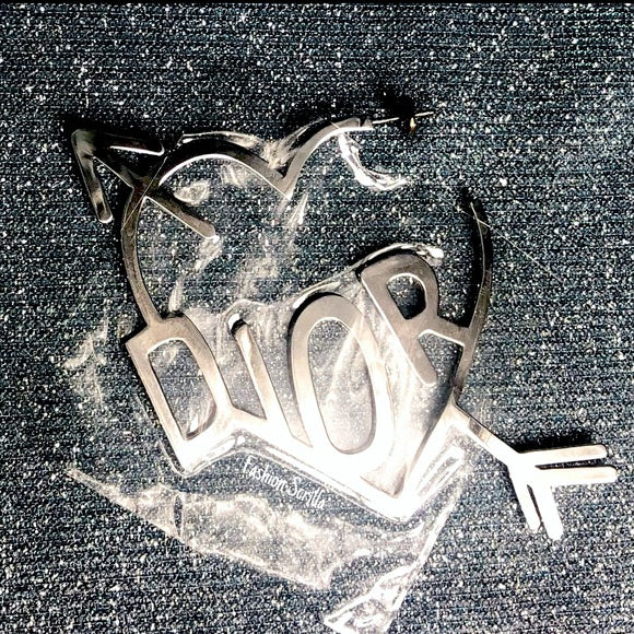 Dior Vintage John Galliano Skool Girls Silver Cupids Heart & Arrow Runway Earrings