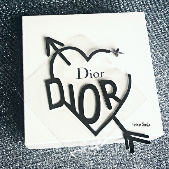 Dior Vintage John Galliano Skool Girls Silver Cupids Heart & Arrow Runway Earrings