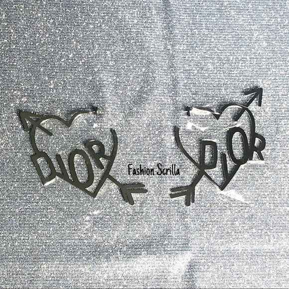 Dior Vintage John Galliano Skool Girls Silver Cupids Heart & Arrow Runway Earrings