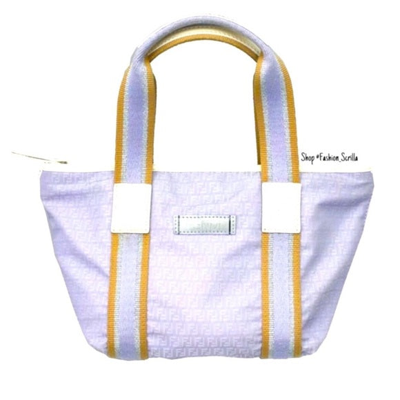 Vintage Fendi Zucchino FF Monogram Pastel Lavender Off-White Mini Bag