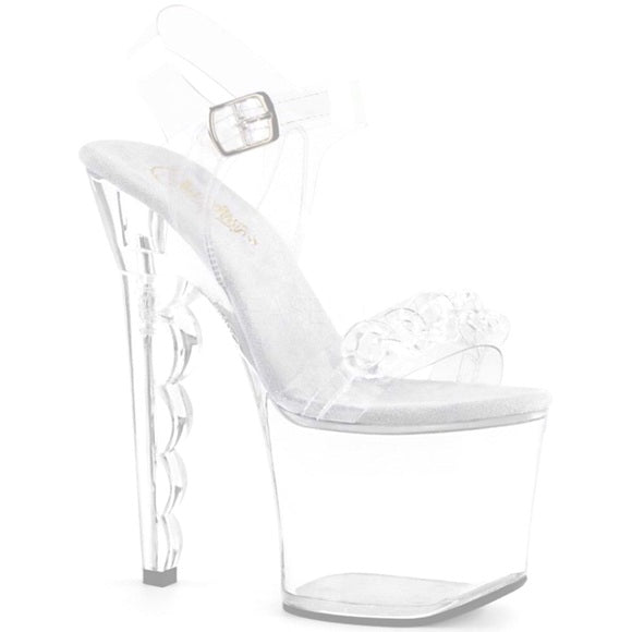 Lucite Transparent Platform Heels With Clear Lucite Chain Detailing Embellishment