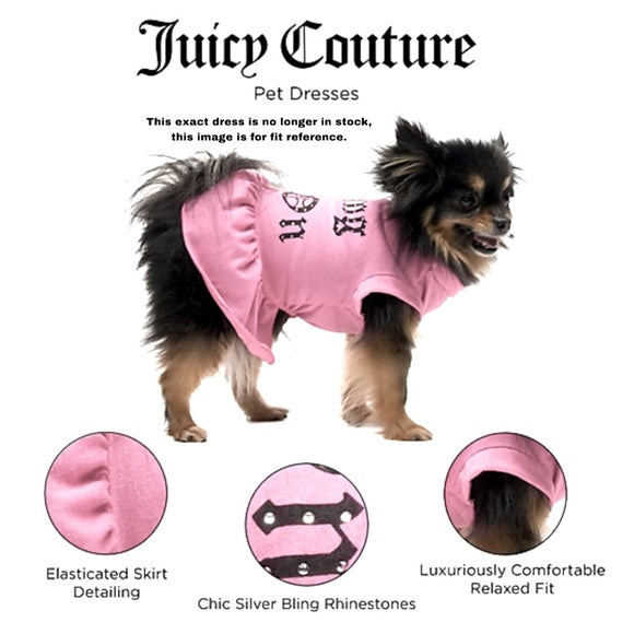 Juicy Couture Luxury Gray Metallic Gold Diamanté Logo Pet Dog Ruffle Mini Dress