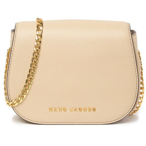 Marc Jacobs Antique Beige Gold Chain Off-White Leather Crossbody Shoulder Bag