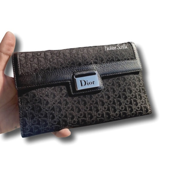 Dior Oblique Monogram Logo Black Street Chic Snap Wallet