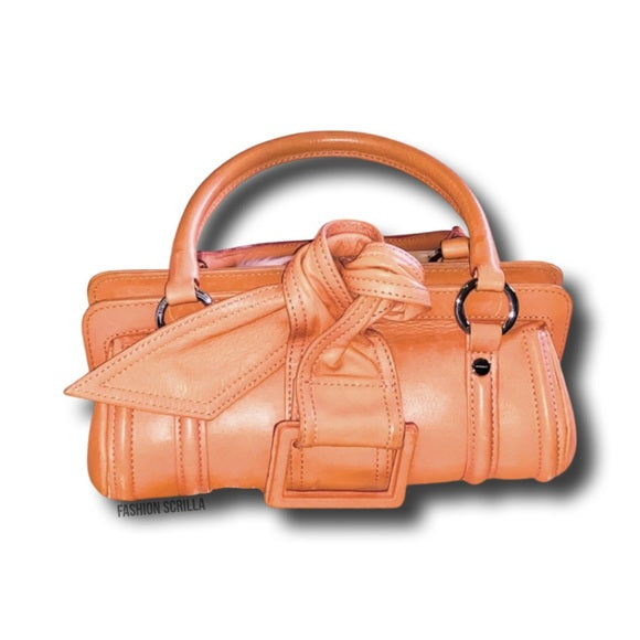 Vintage Givenchy Structured Peach Sorbet Orange Bow Tie Mini Bag