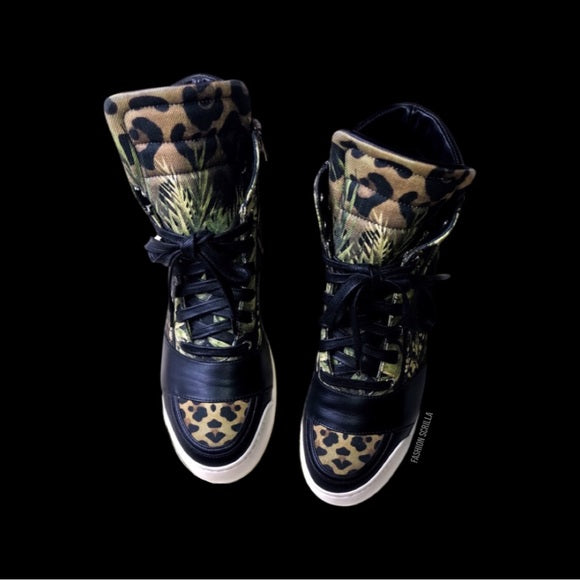 Balmain Black Off-White Jungle Safari Tropical Sneakers