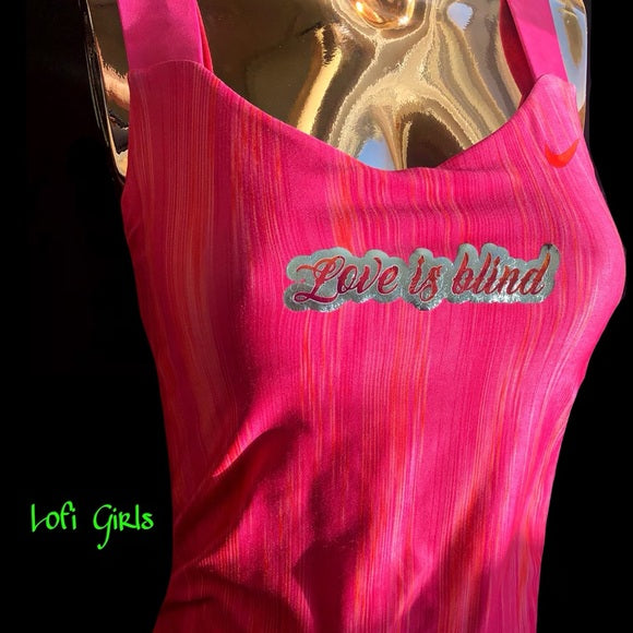 Nike Vintage ‘Love is Blind’ Holographic Custom Lofi Girls Sport Shirt Tank Top